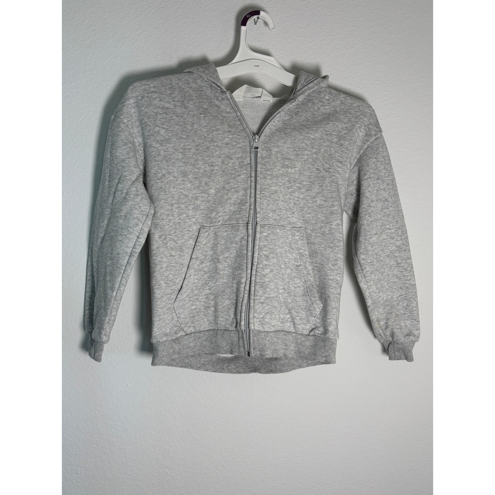 HM Kids Gray Marl Zip Up‎ Hoodie Sweatshirt Size 8-10Y Cotton Blend Fleece